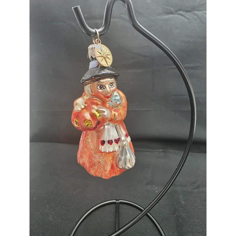SIGNED 1998 Christopher Radko Agnes & Endora Little Gem Witch Pumpkin Ornament